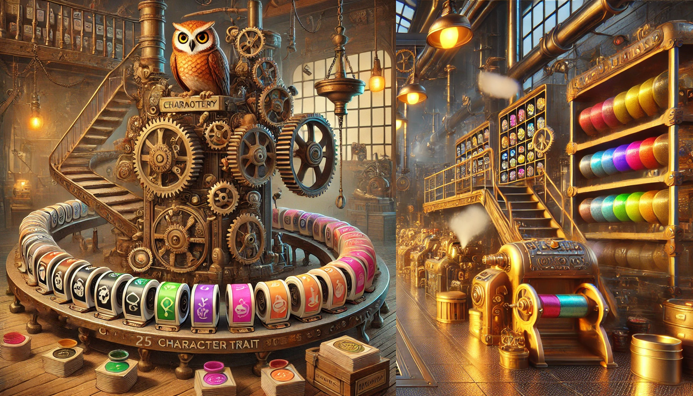 An owl is sitting on top of a machine in a factory.