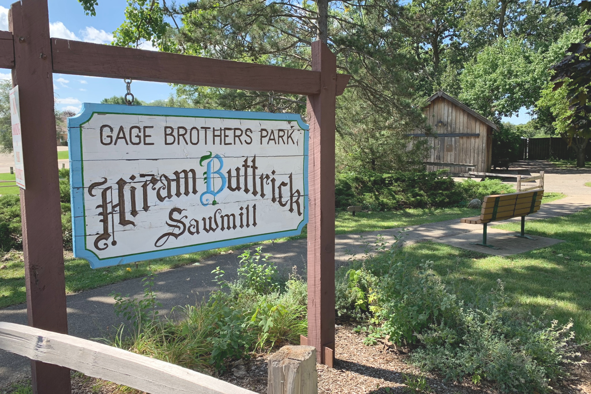 Sign for Gage Brothers Park,