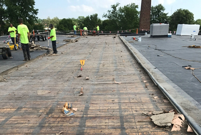 Worker Installing Shingles Roof — Indianapolis, IN — Brown's Roofing, Inc.