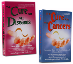 Two books titled the cure for all diseases and the cure for all cancers