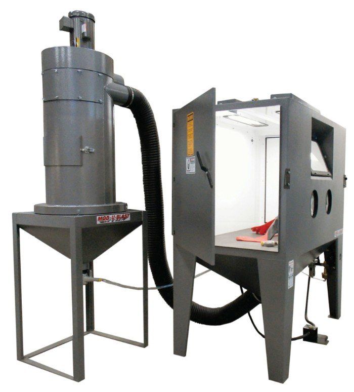 Suction sandblasting cabinet