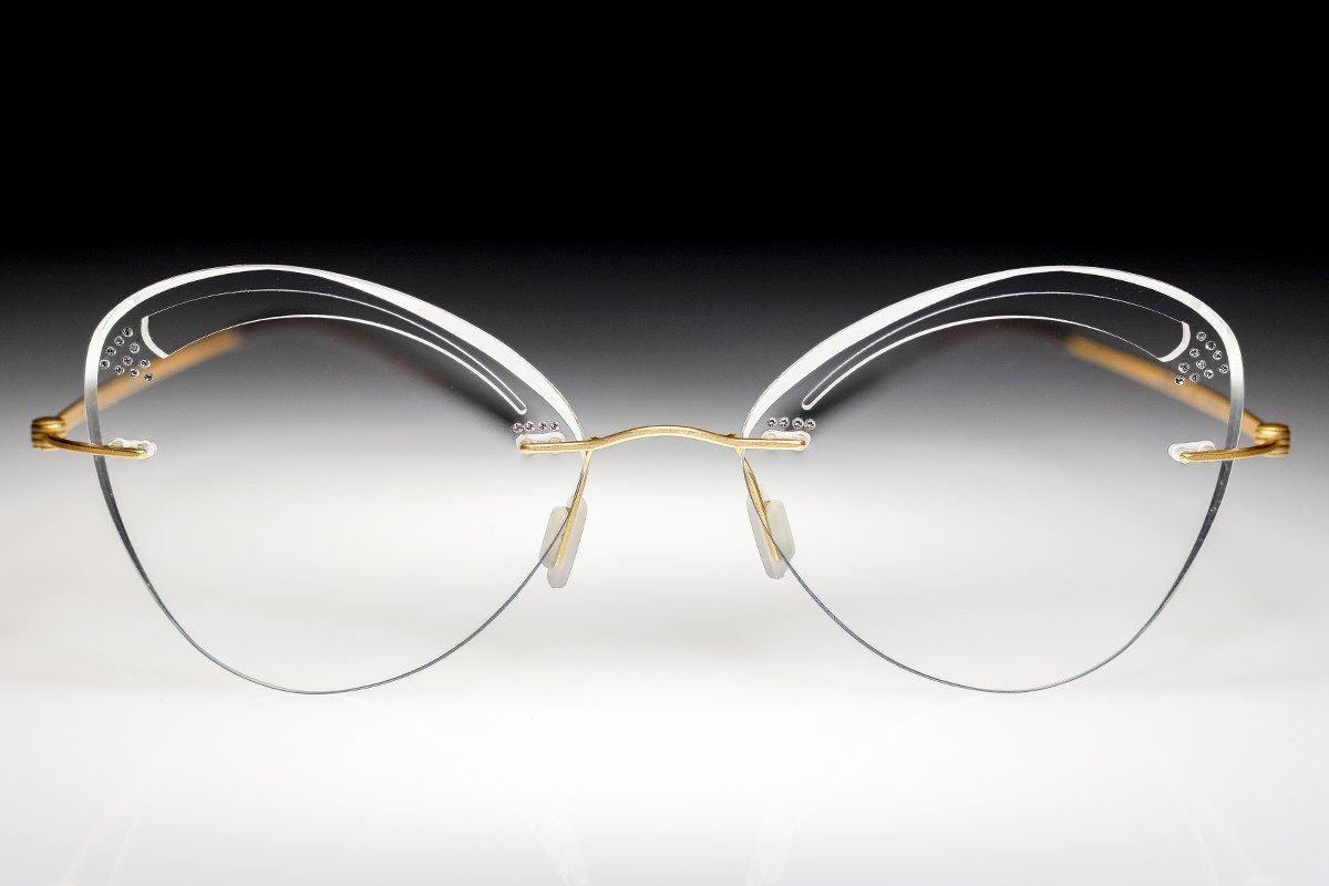 occhiali senza montatura con brillanti