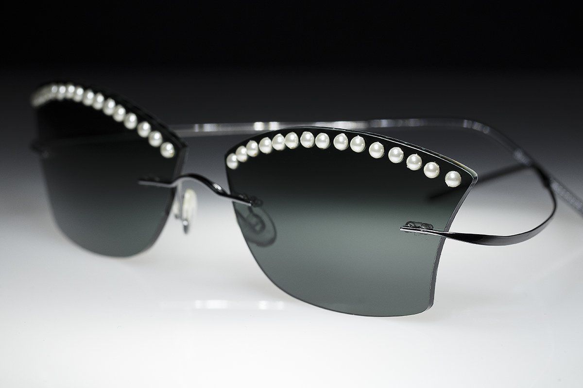 occhiali da sole donna forma a gatto con perle