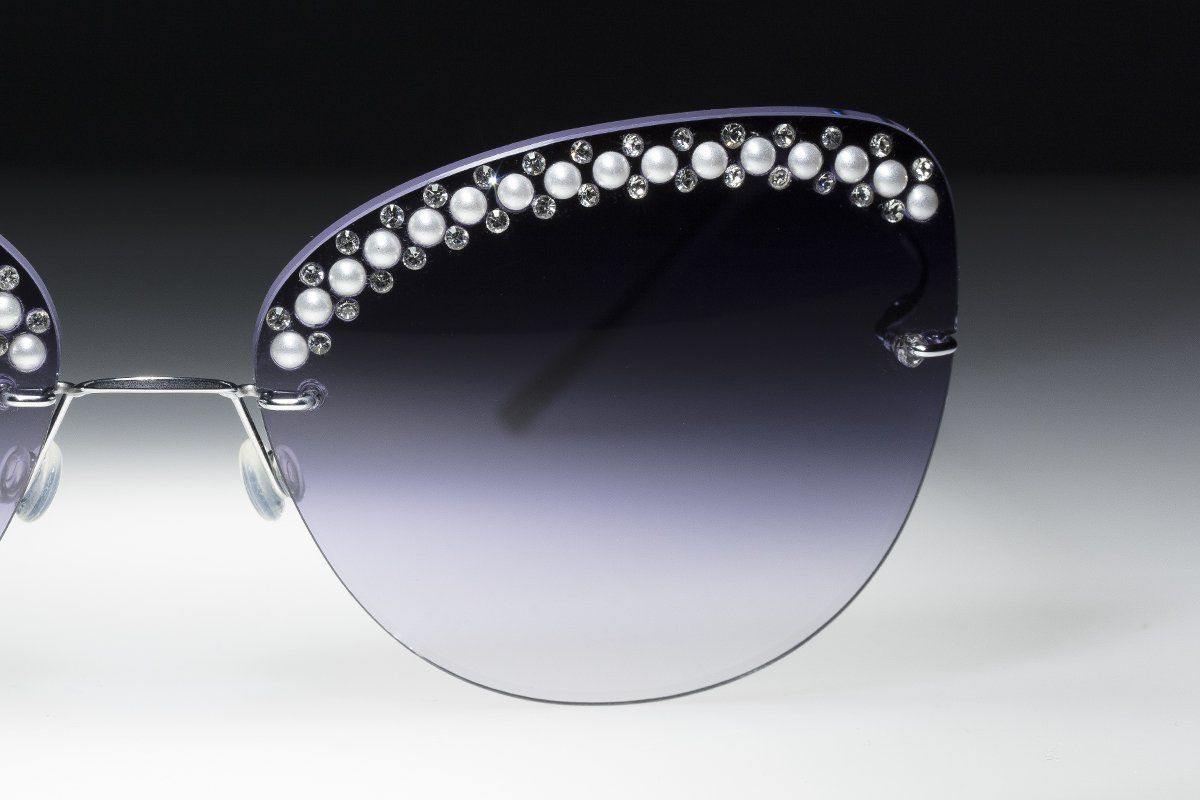 Occhiali sole donna gioiello su misura con svarowski e perle Made in Italy