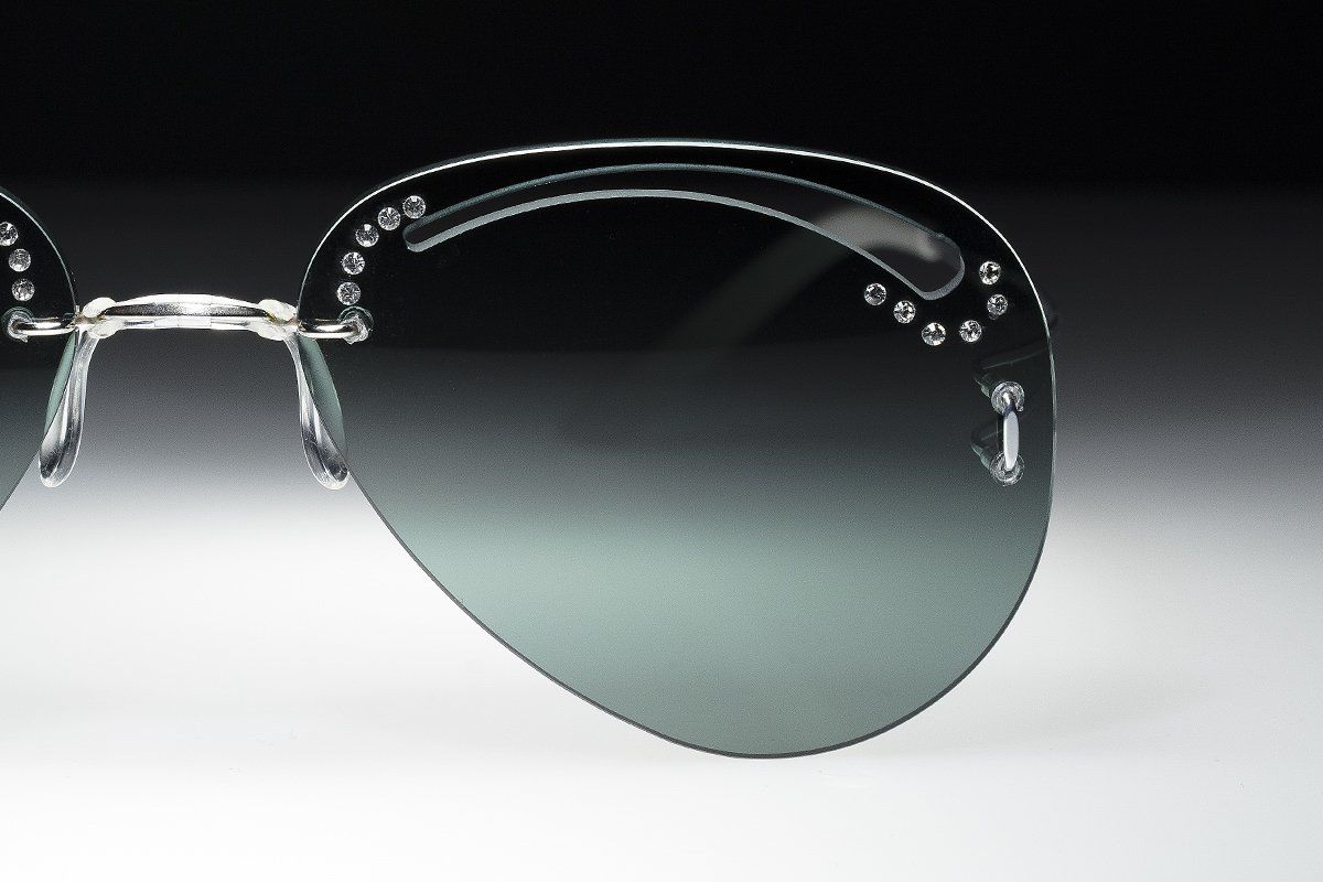occhiale aviator con brillanti senza telaio ultraleggero