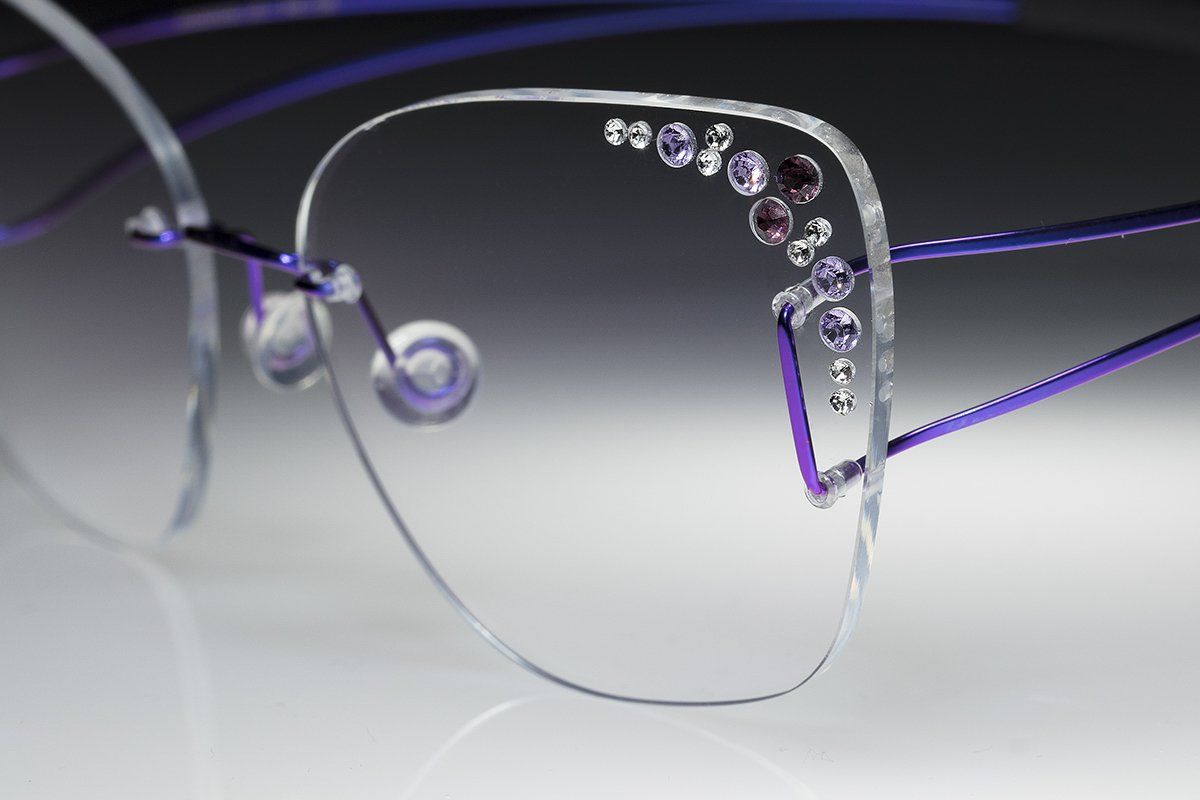 occhiali gioiello leggeri senza montatura personalizzati a mano