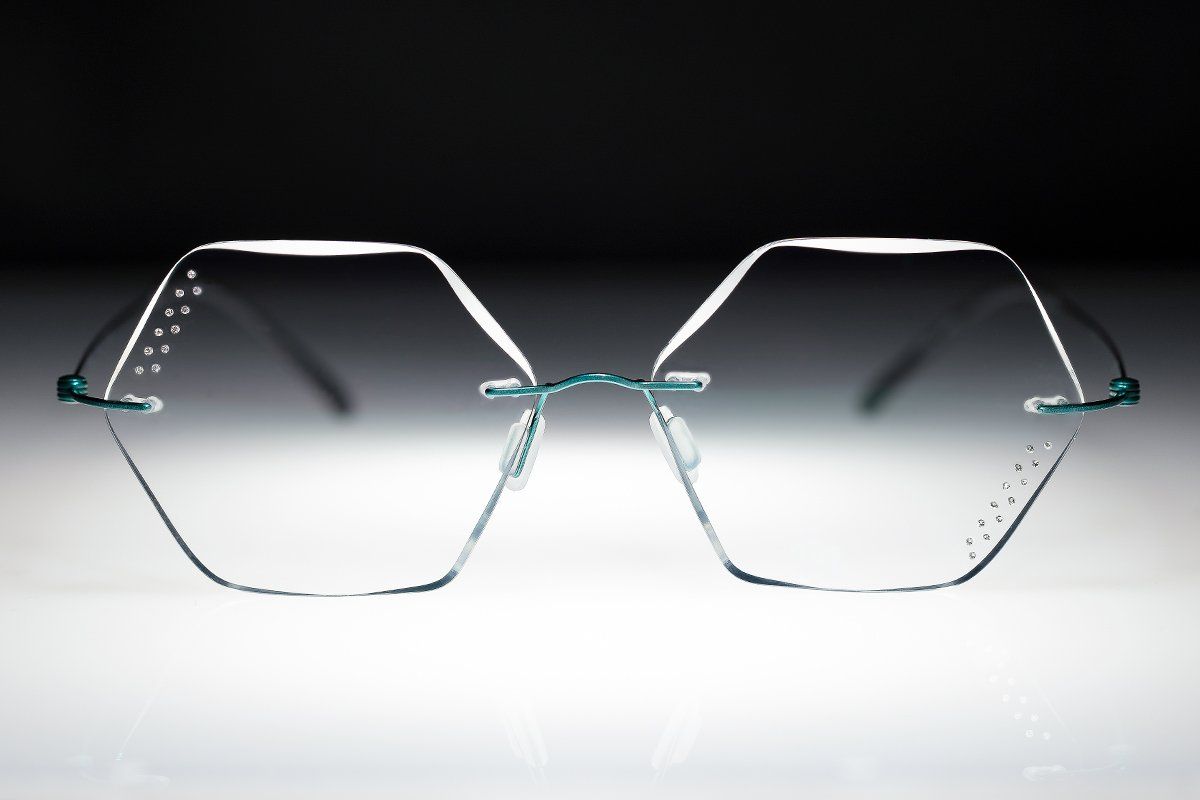 occhiali senza montatura con brillanti