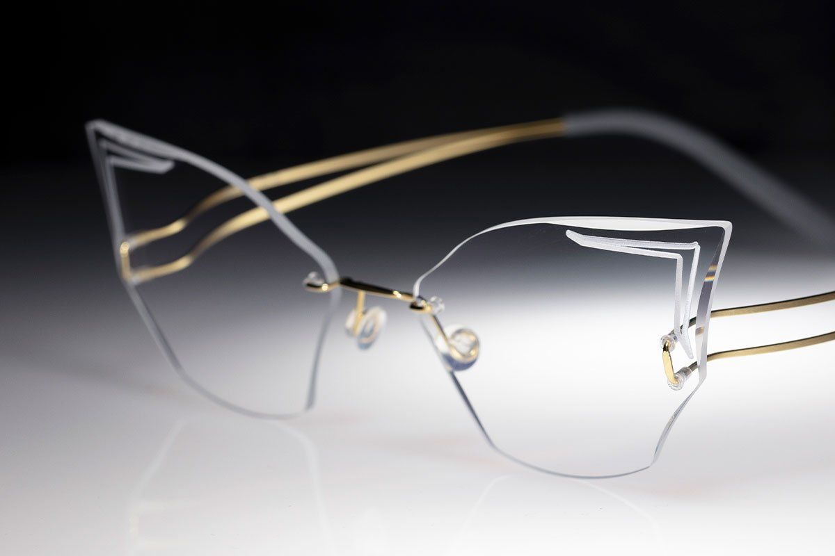 light jeweled rimless glasses customized by hands
