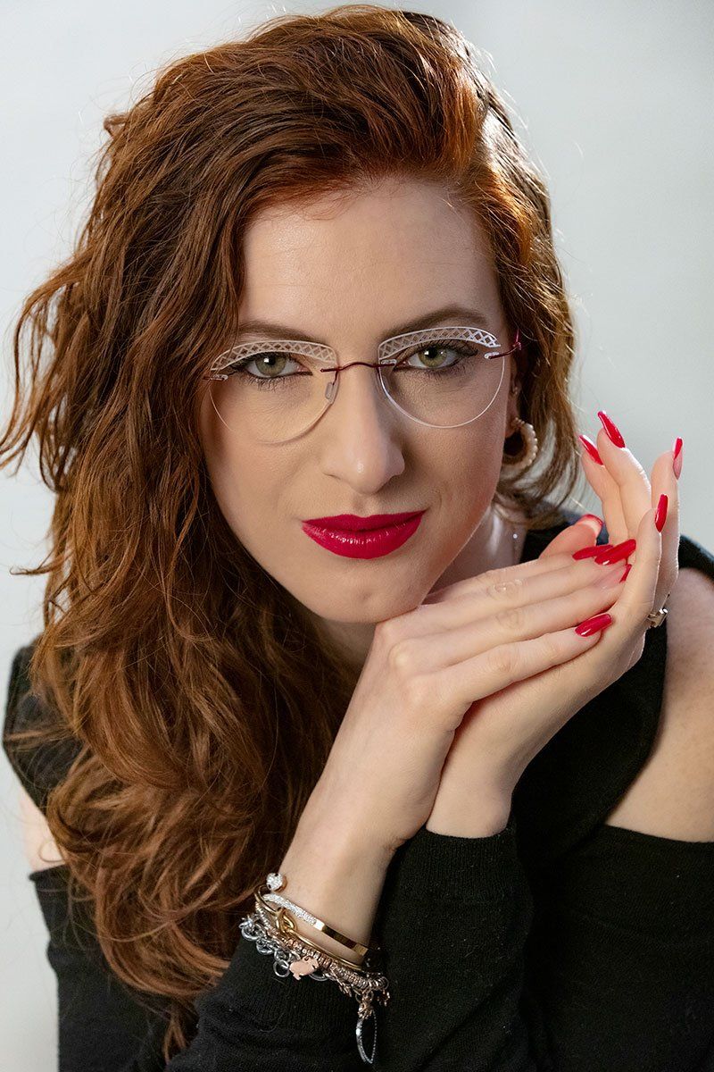 light rimless glasses with engravings