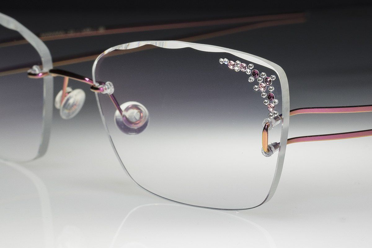 light jewelled rimless glasses customized by hands