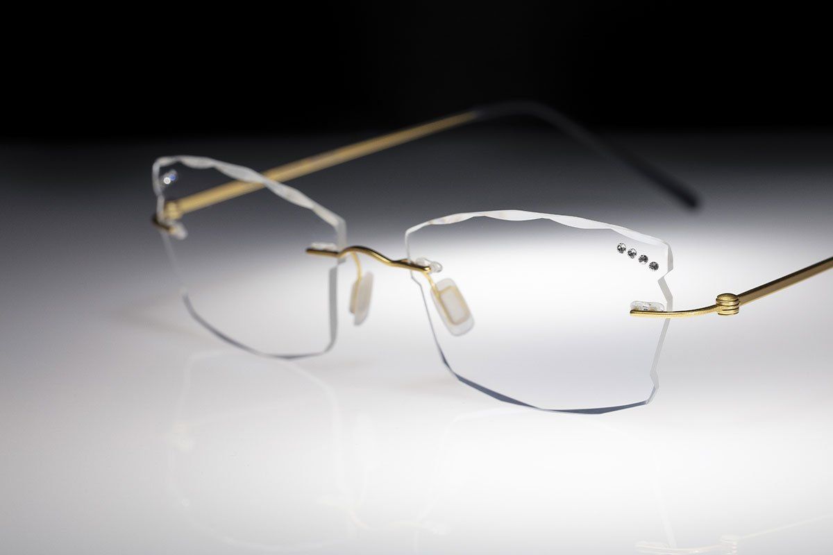 light jewelled rimless glasses