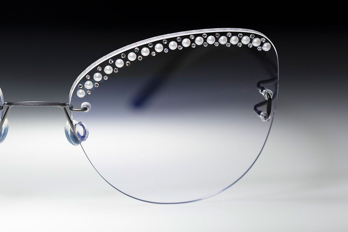 light jewelled rimless glasses