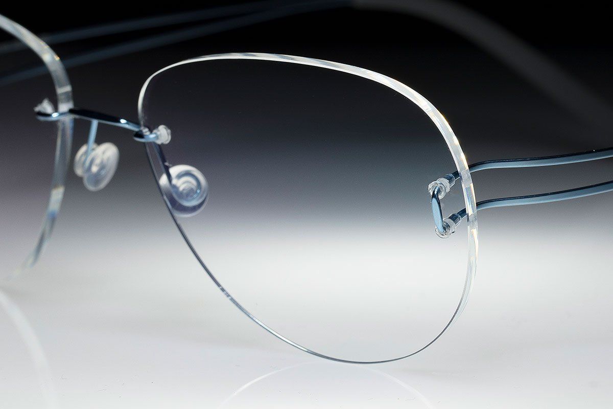 light rimless teardrops glasses form man