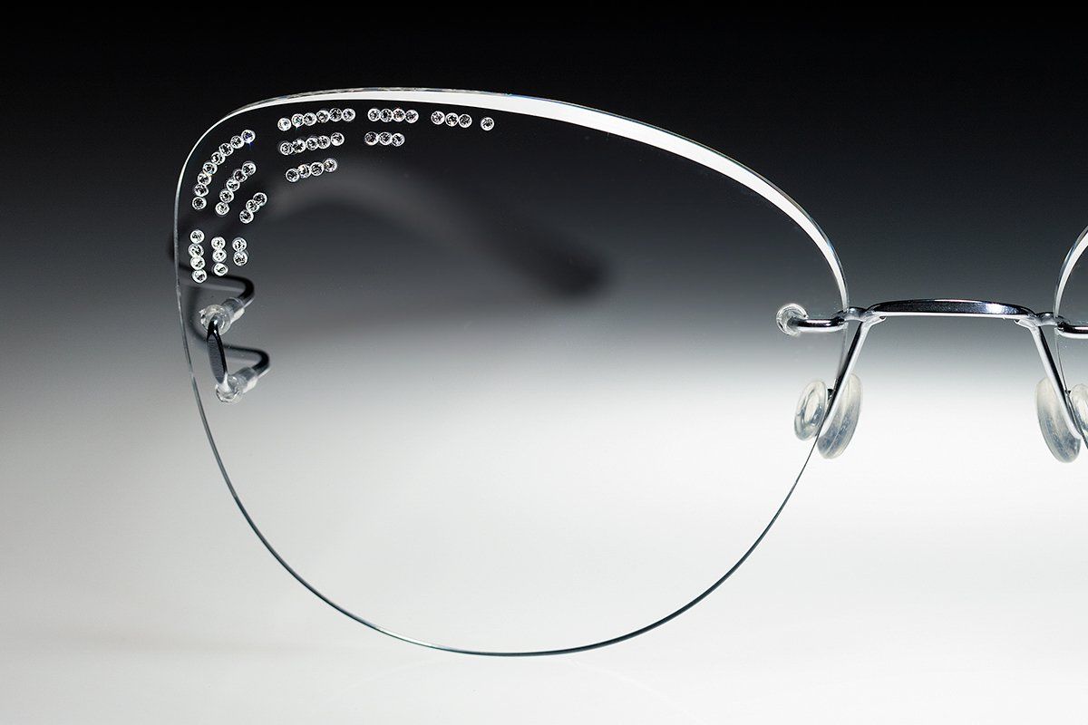occhiali leggeri senza montatura con brillanti