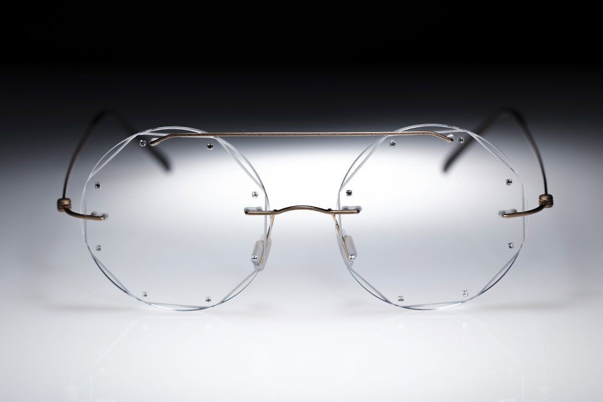 occhiali con brillanti senza montatura