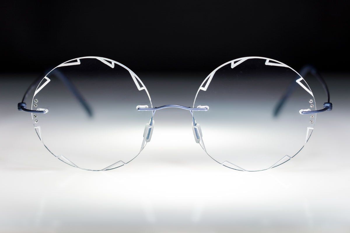 occhiali senza montatura con brillanti