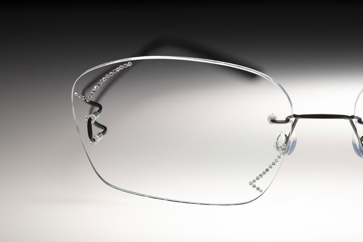 occhiali leggeri senza montatura con brillanti