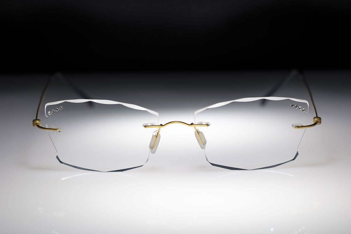 occhiali senza montatura con brillanti