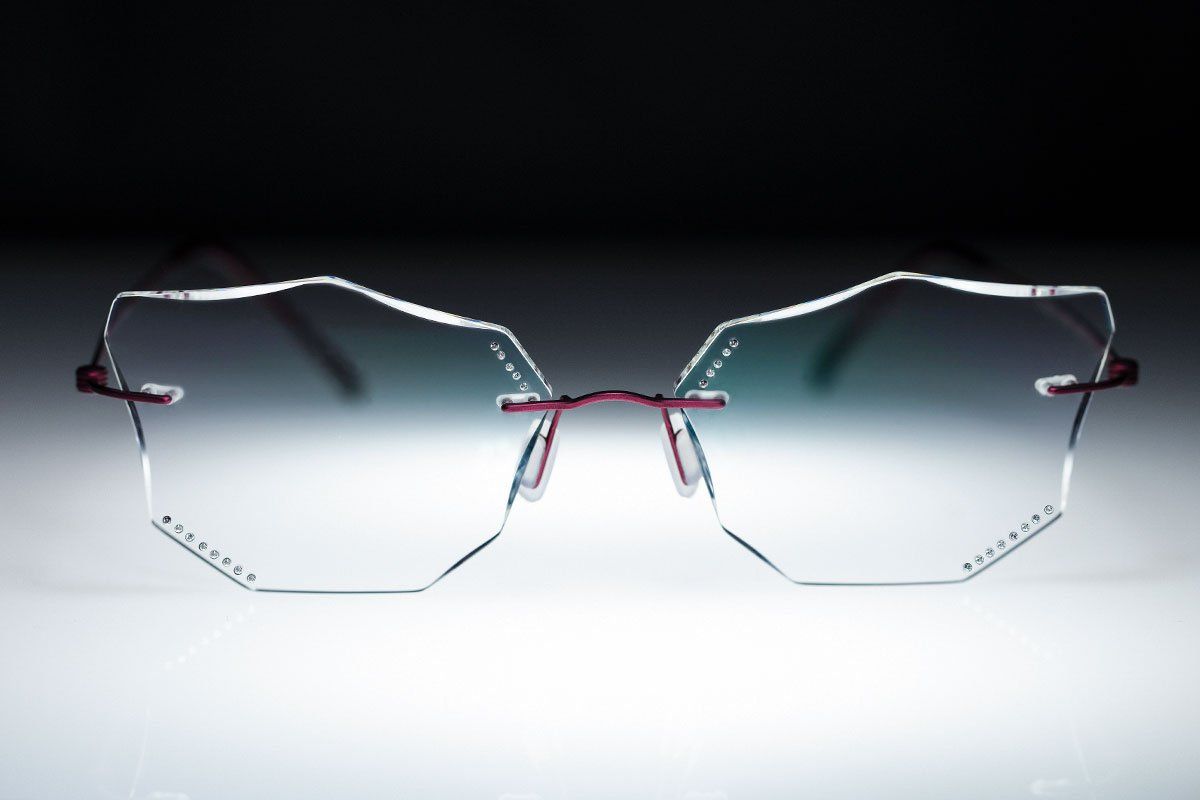 occhiali senza montatura con brillanti