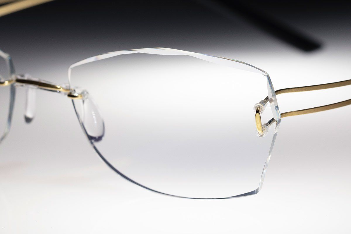 light jewelled rimless glasses customized by hands