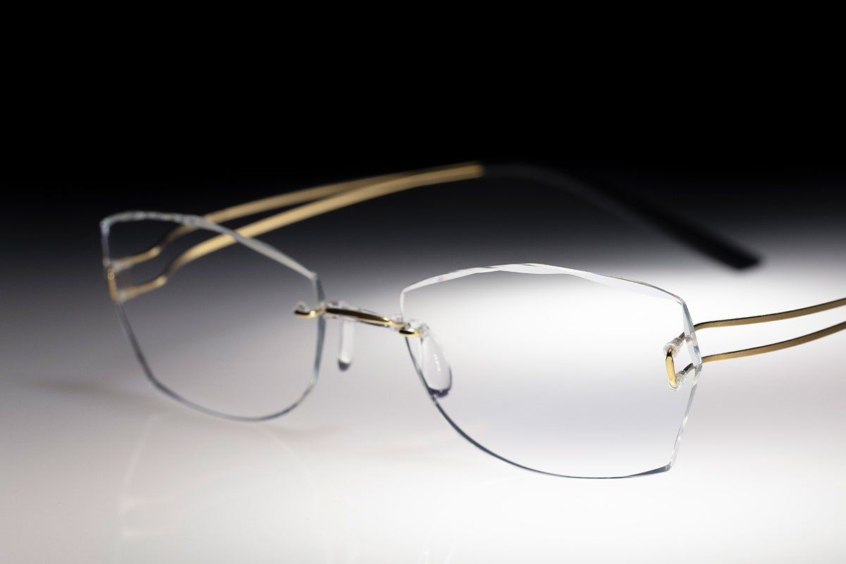 light jewelled rimless glasses customized by hands