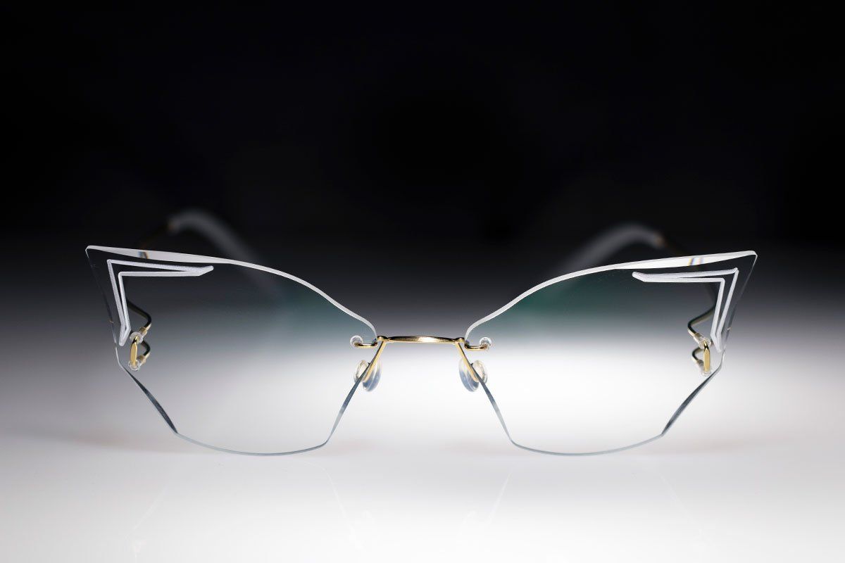 light jeweled rimless glasses customized by hands