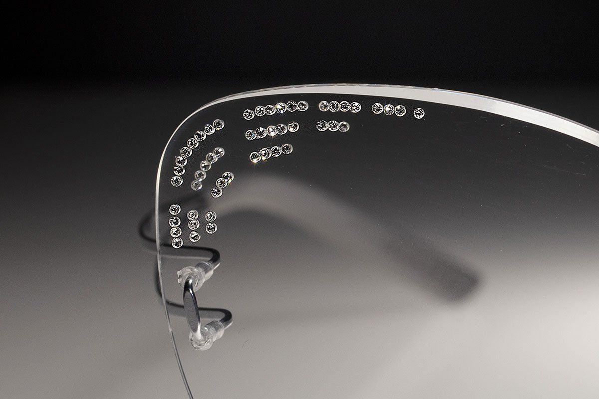 light jewelled rimless glasses