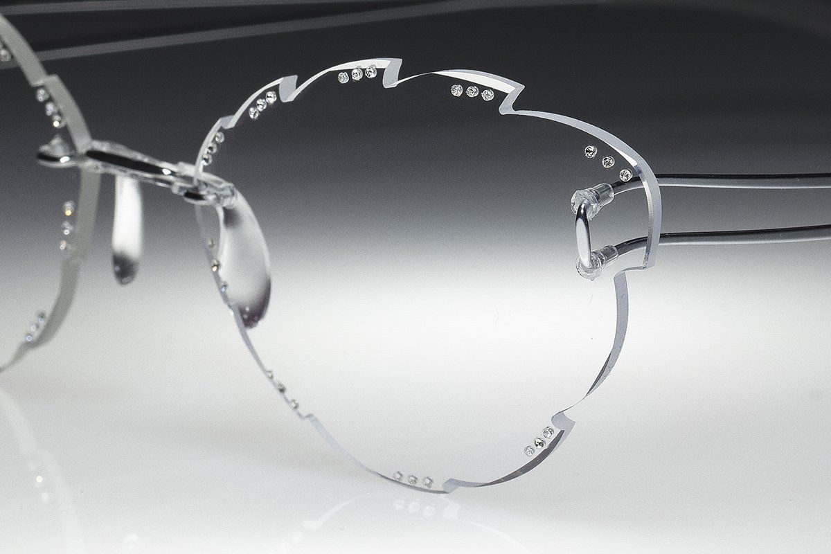 rimless glasses with diamonds