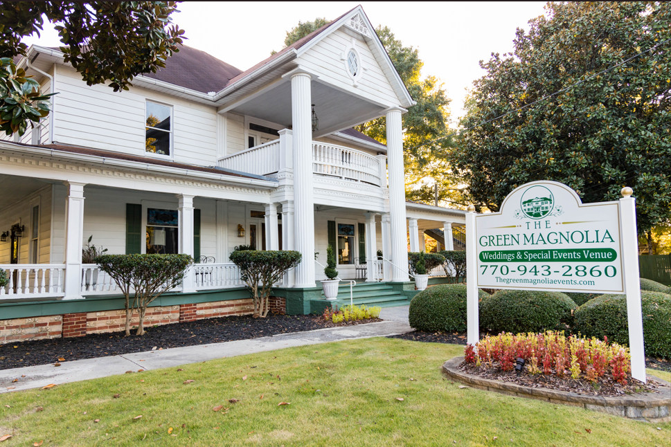 White building with porch, 