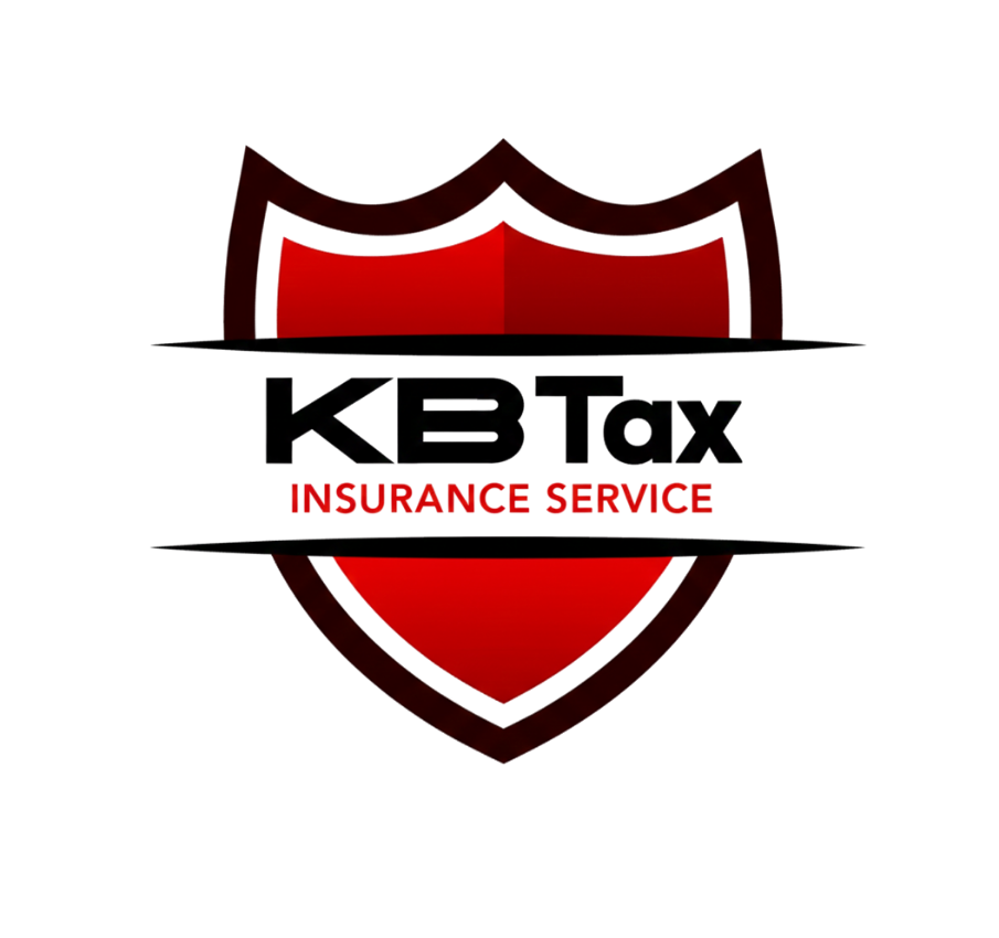 Shield logo: KB Tax Insurance Service, red and black, with a shield shape.