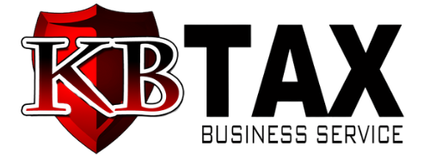 Logo of KB Tax Business Service: Red shield with white-outlined letters 