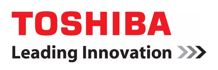 Toshiba logo with red text 