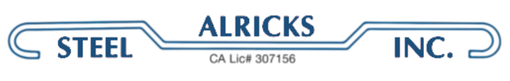 A logo for alricks steel inc. is shown