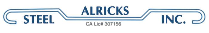 A logo for alricks steel inc. is shown