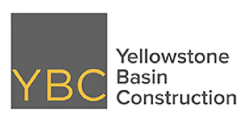 The logo for Yellowstone Basin Construction is gray and yellow