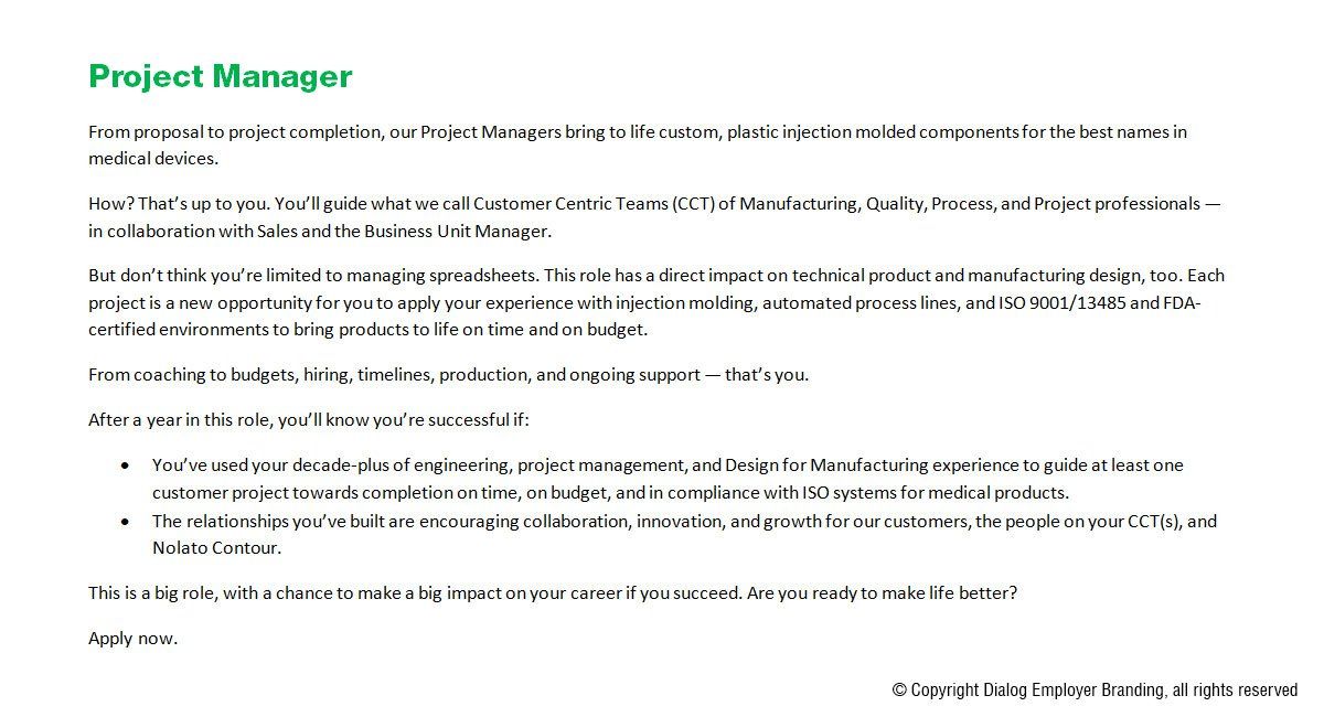 A really good Project Manager Job Description