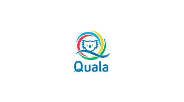 Logotipo de Quala: un koala en un remolino de colores, con 