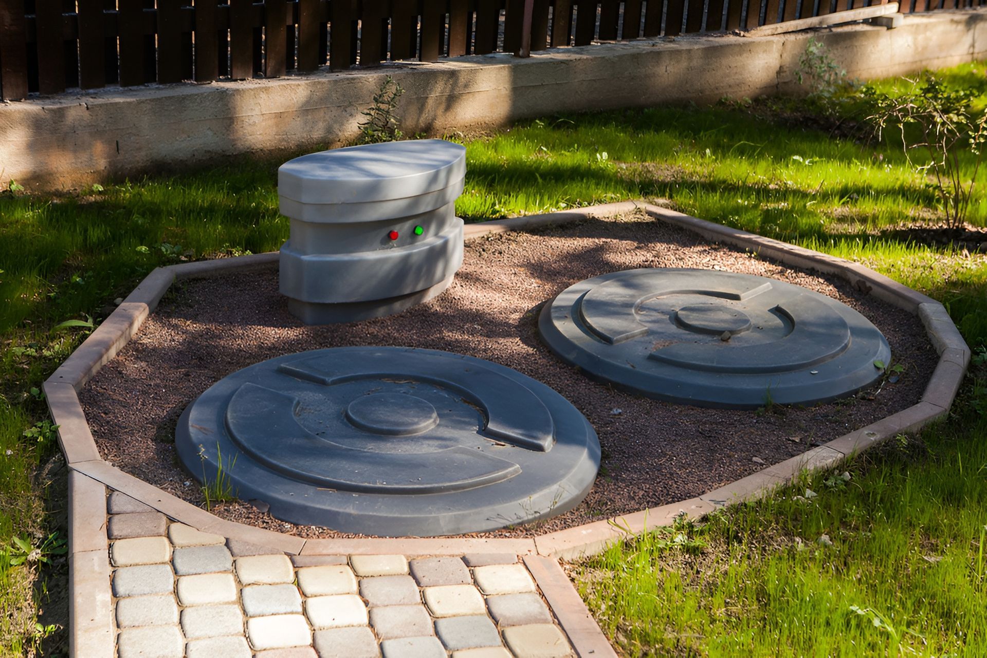 Septic System Access Point With Two Round Covers — Paap's Cleansing Services in Bargara, QLD