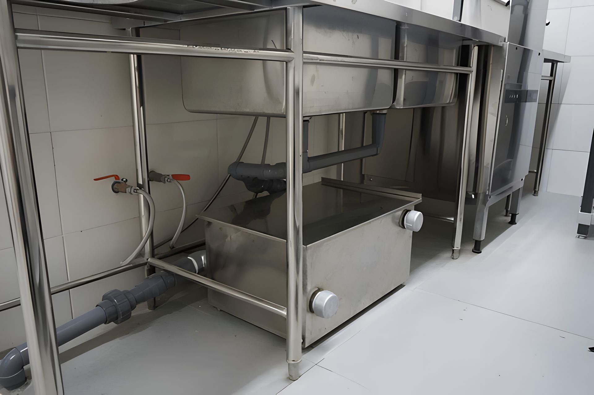 Stainless Steel Commercial Kitchen Sink and Drain System — Paap's Cleansing Services in Gin Gin, QLD