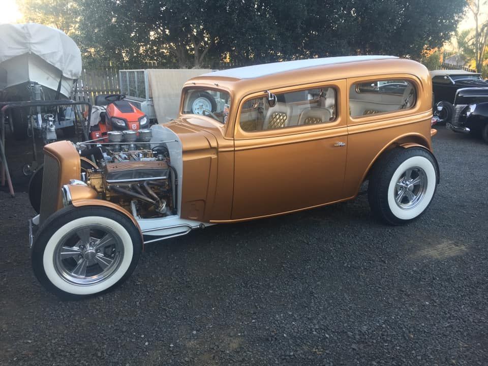 A Gold Hot Rod with White Wall Tires Parked Outside — Hervey Bay Brake and Exhaust in Pialba, QLD