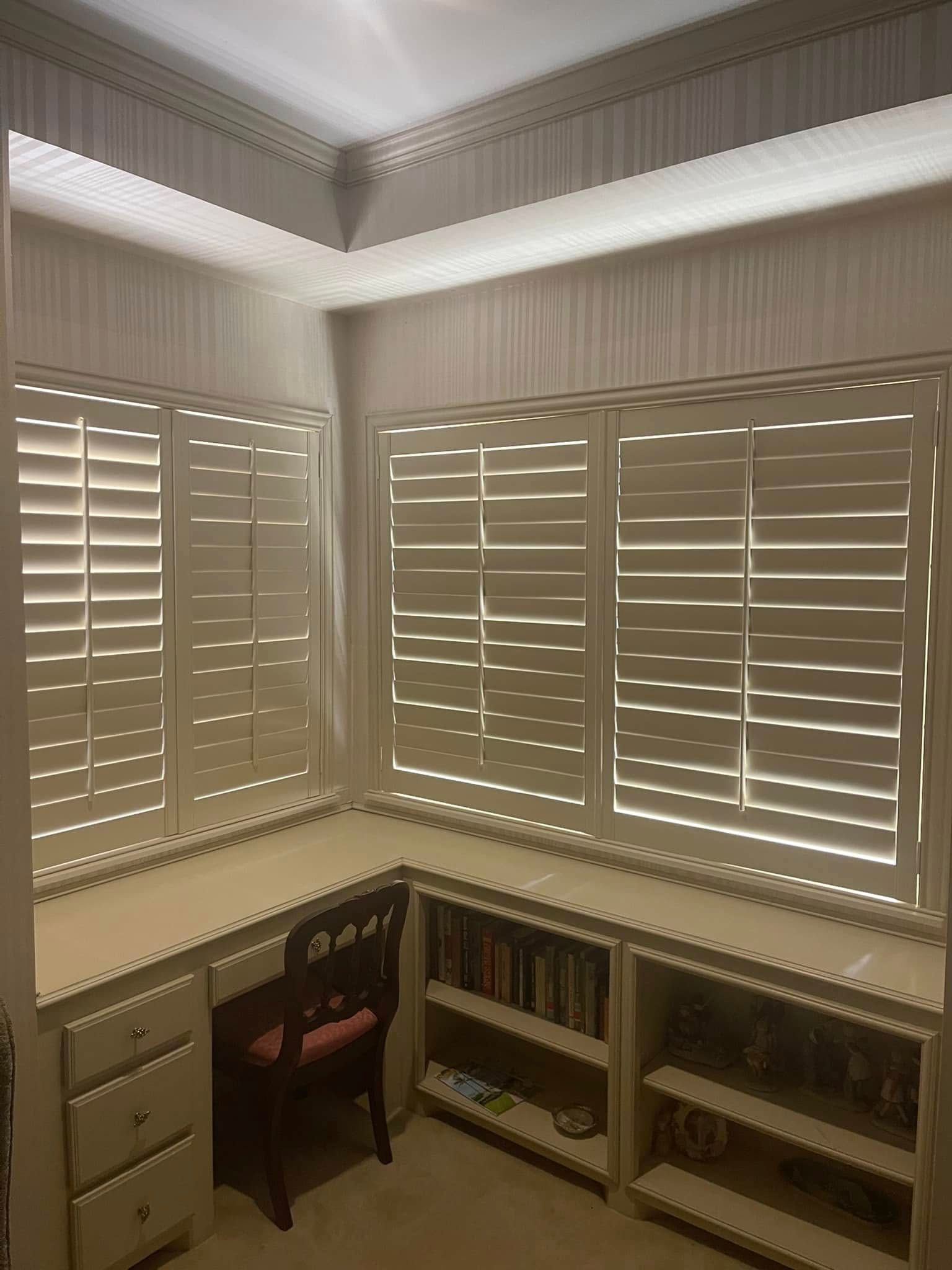 Shades in glass door