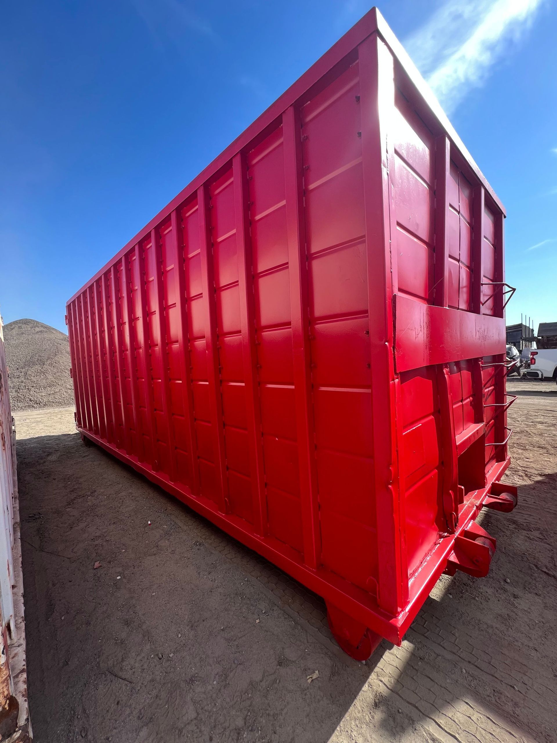 Shipping container painted red using PPG Pitt-Tech DTM in satin sheen. Industrial Protective Paint Coatings. 