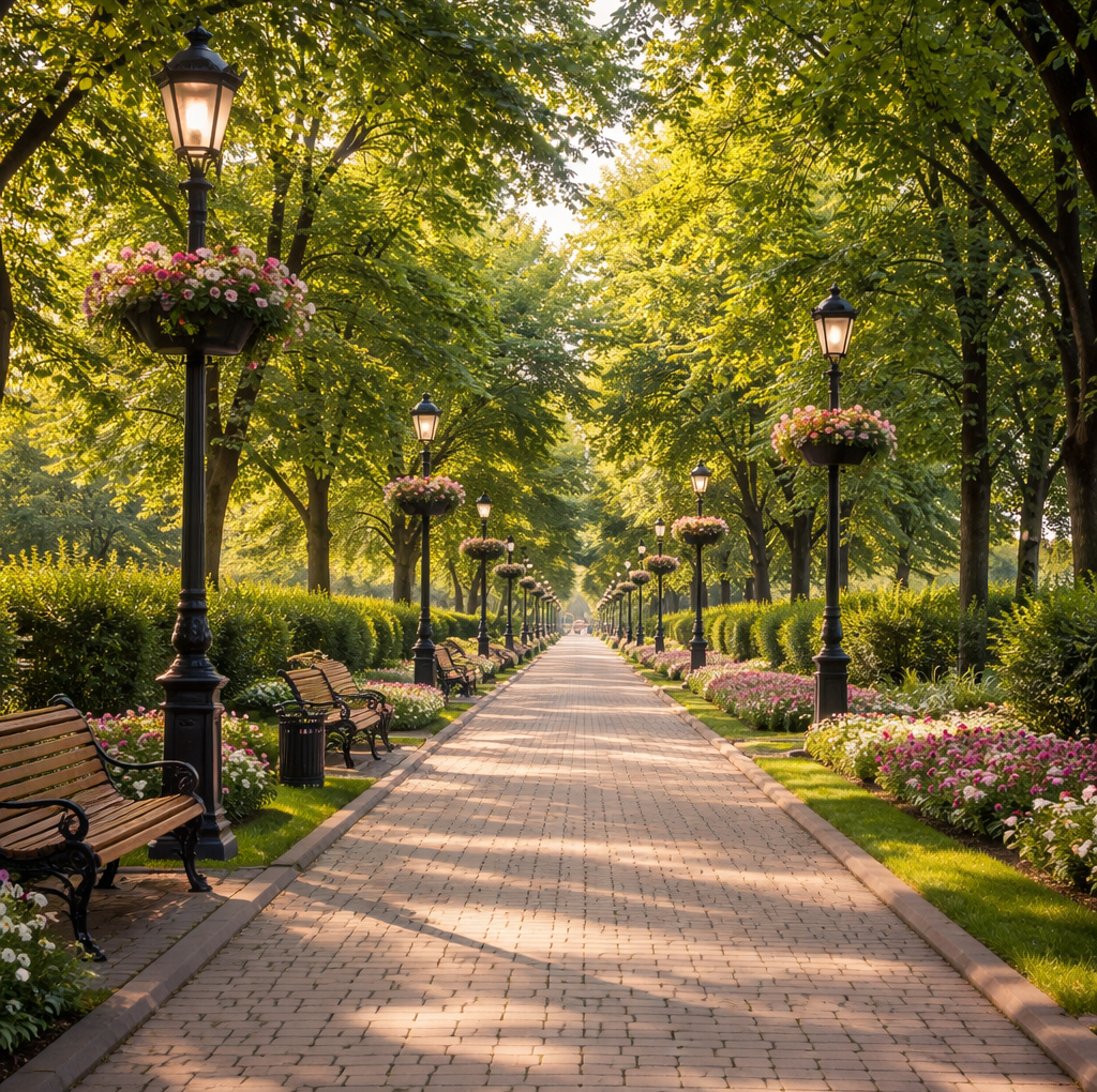 Person in blue shirt and boots power washes a wet concrete surface with a truck in the background.