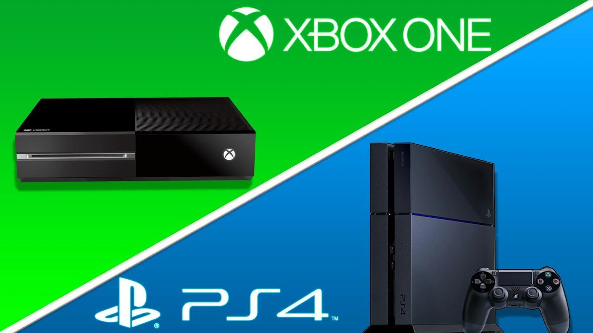 An xbox one and a ps4 are next to each other