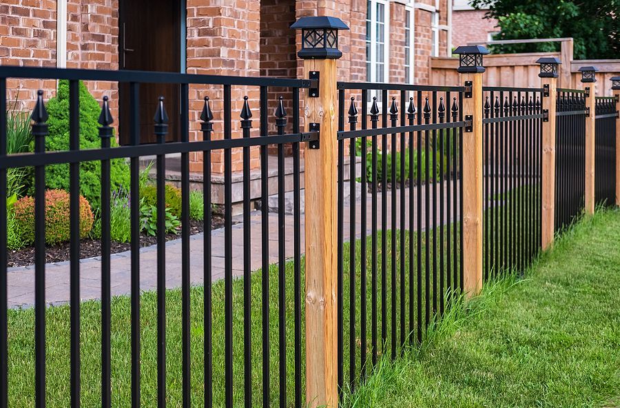 Metal Gates & Fencing Derby metal fence with timber posts