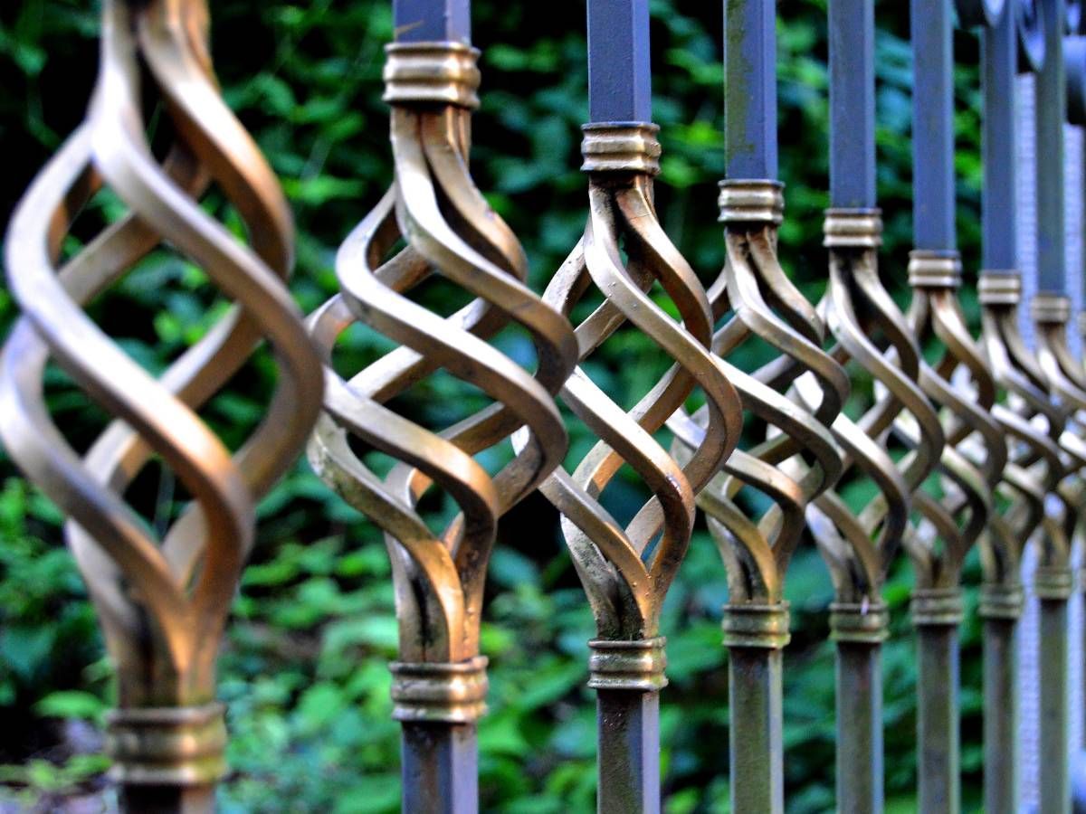 Metal Gates & Railings Derby gold basket in wrought iron gate