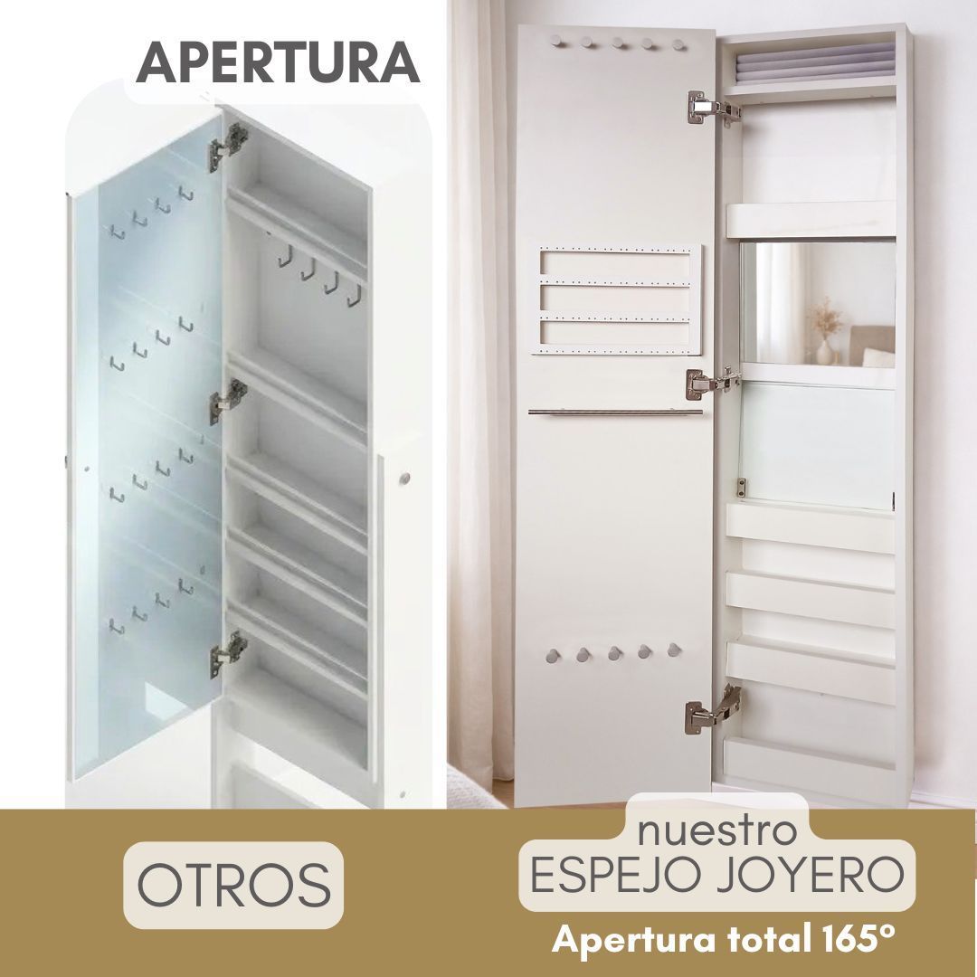 comparativa de angulo de apertura de otros espejos joyeros vs LIKE ME