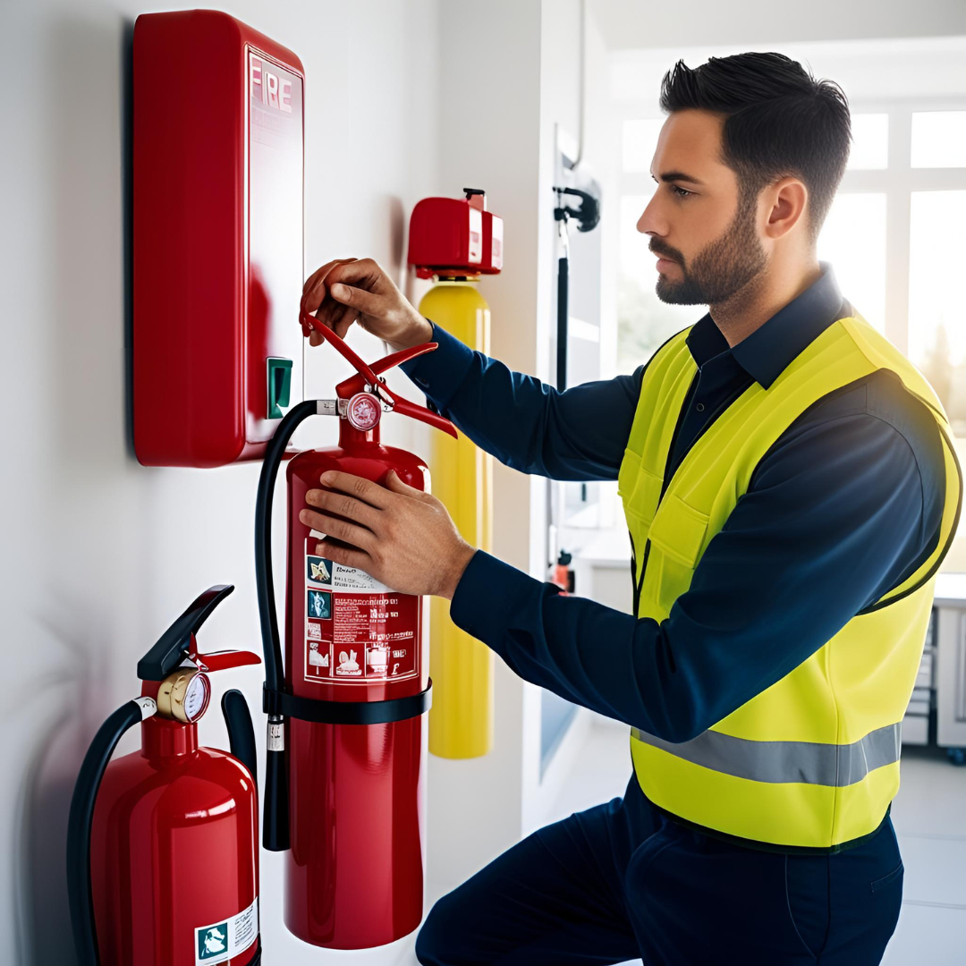 Onderhoud aan brandblussers servicemonteur