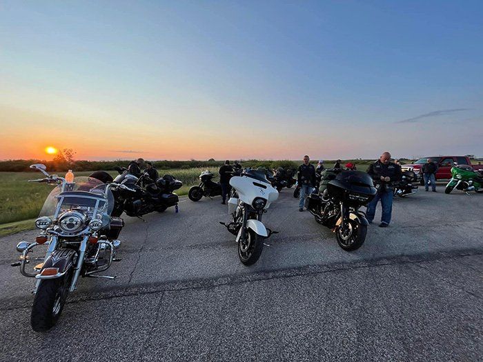 motorcycles at sunset