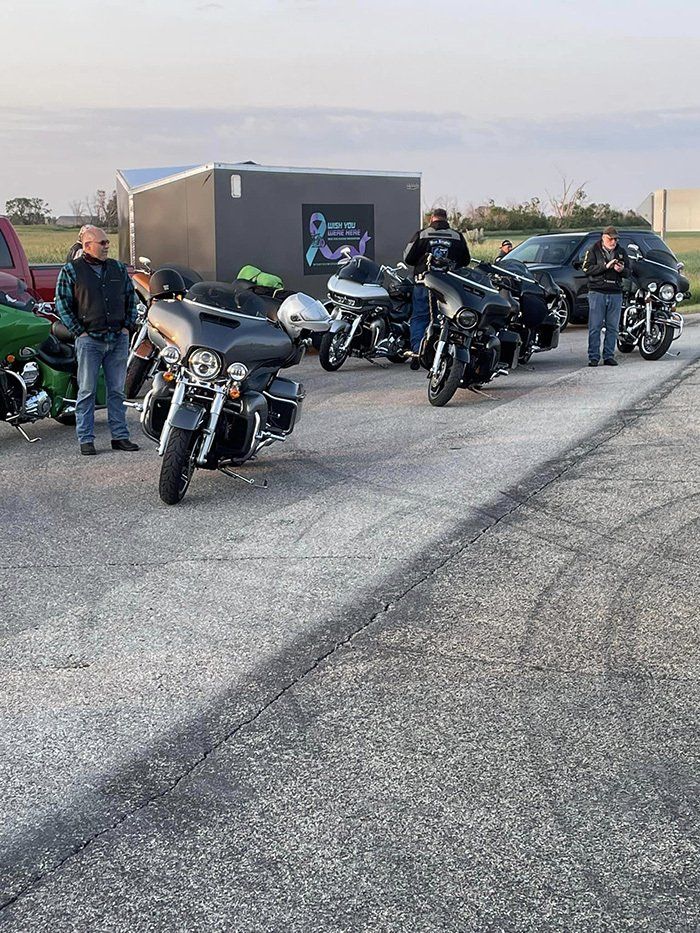 motorcycles parked on road